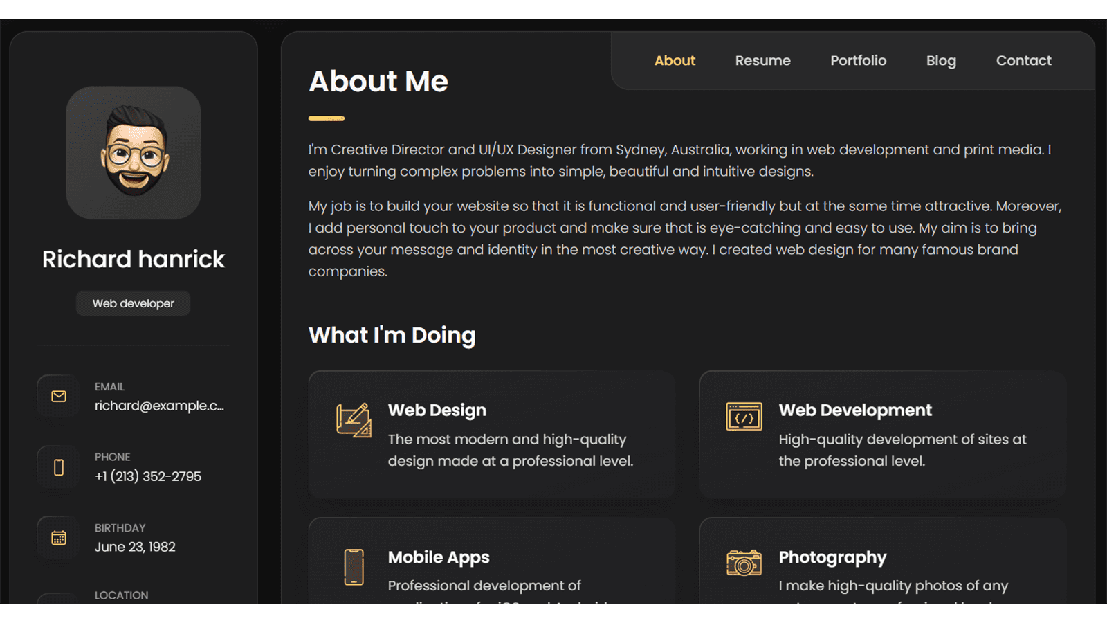 Portfolio project screenshot